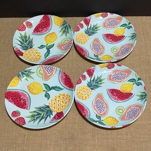 4 Southern Living Dillards 8 1/2" Melamine Side Salad Plates TropSummer Pool BBQ